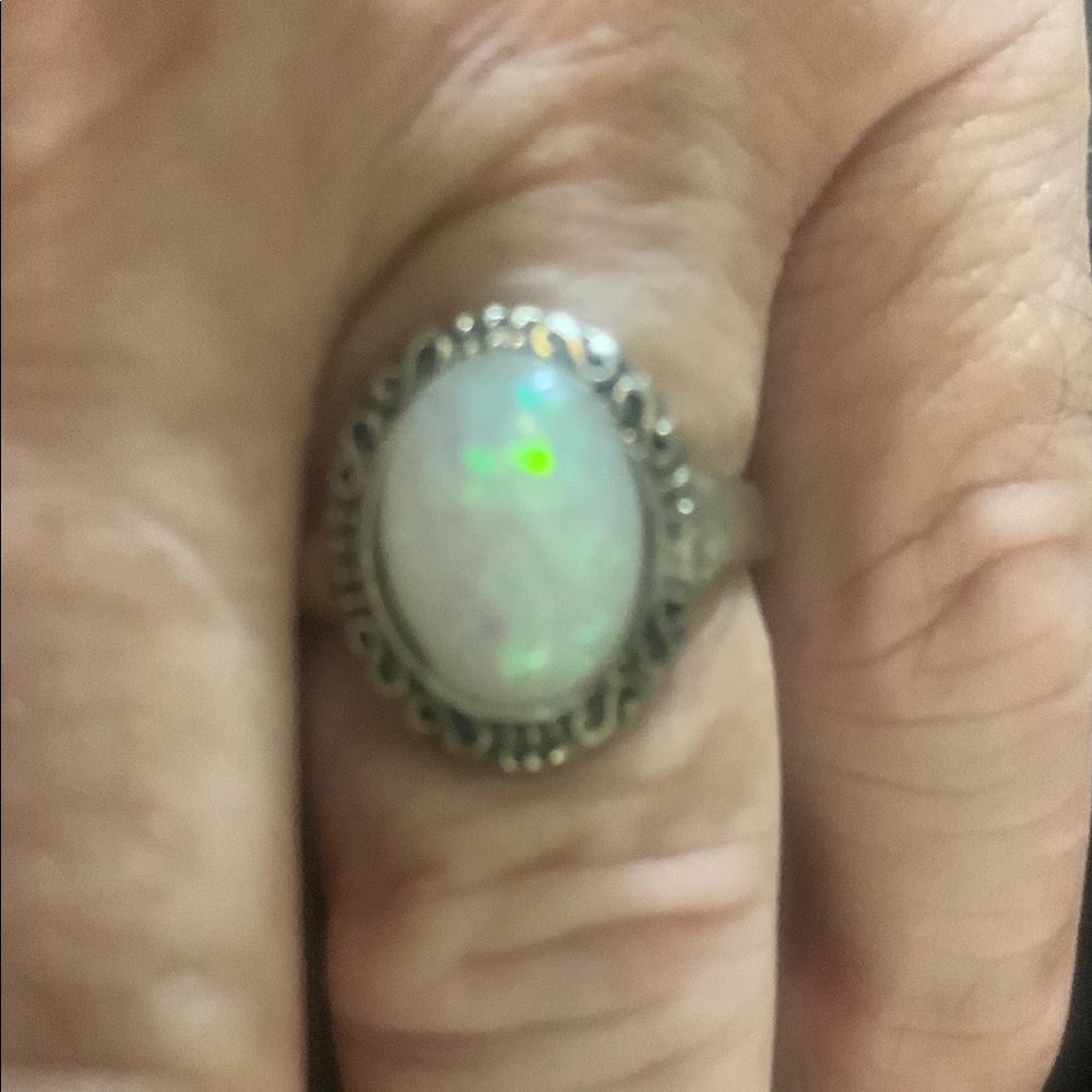 Elegant Silver Opal Ring Bogo